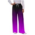 thumbnail image 2 of Lydiaunistar Womens High Waist Elastic Checkered Print Long Pants with Drawstring & Side Pockets for Sports Casual Beach - All Season Polyester Purple, 2 of 5