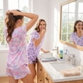 thumbnail image 5 of Loritta Secret Tie Dye Womens Pajama Sets Short Sleeve 2 Piece PJ Sets Women Summer Loungewear with Pockets, S-2XL, 5 of 7