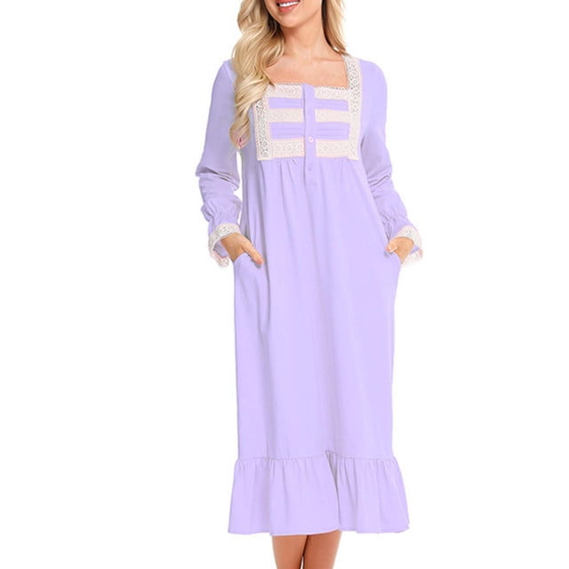Fankiway Robes à Manches Longues en Solde Robe Décontractée à Manches Longues Col Carré Mi-Mollet Tenue de Maison Robes pour Femmes Grande Taille en Solde