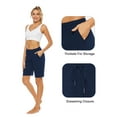 thumbnail image 4 of Stelle Women's 10" Bermuda Shorts Cotton Jersey Shorts,Summer Casual Drawstring Elastic Waist Lounge Shorts,Knee Length Athletic Yoga Workout Long Sweat Shorts with Deep Pockets,XS-XXL Navy, 4 of 8