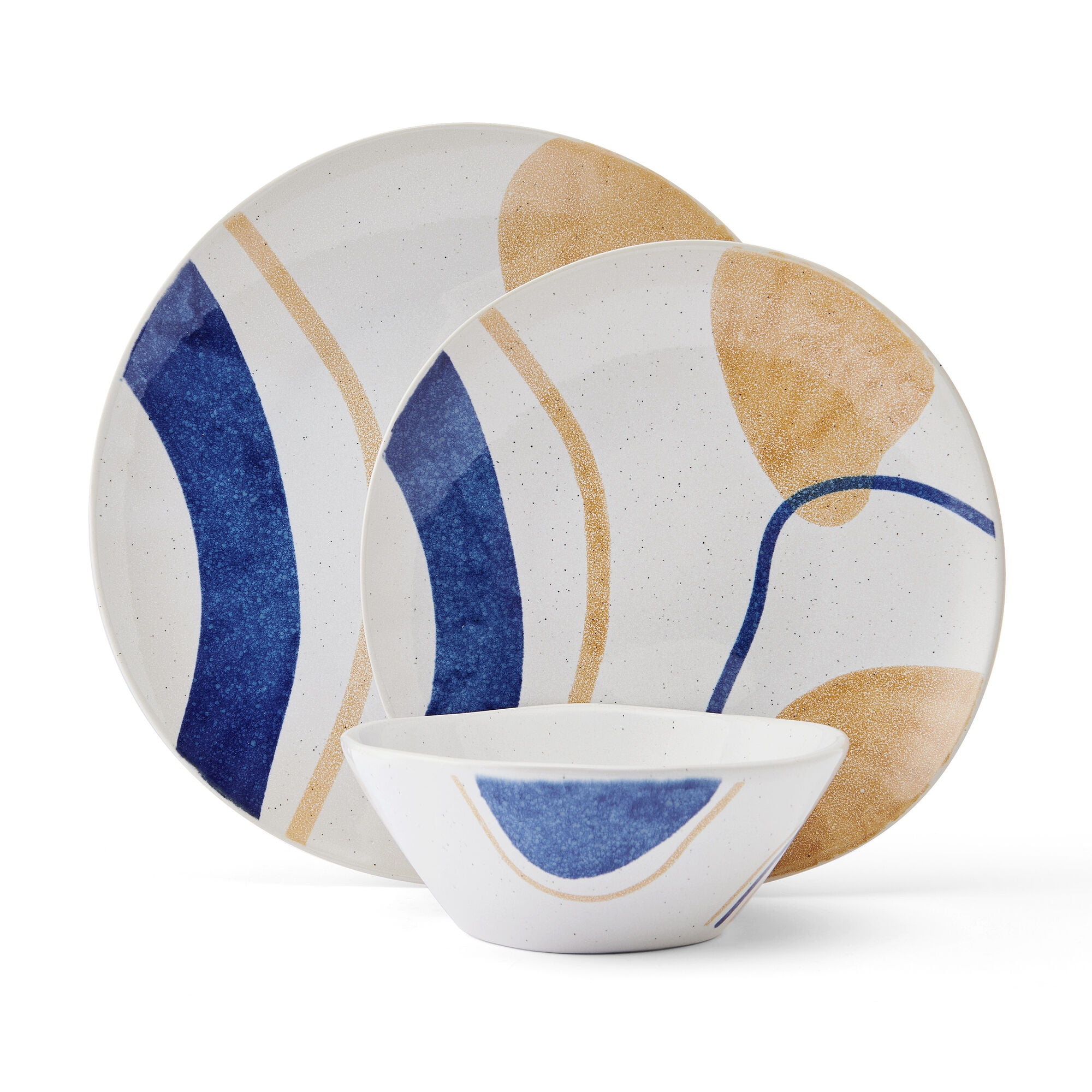Pfaltzgraff Artful Circles 12 Piece Stoneware Dinnerware Set Off White