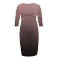 thumbnail image 3 of Jinhomg Fashion Pregnancy Dress for Women 3/4 Sleeve Gradient Color Bodycon Dress Slim Fit Comfy Crew Neck Midi Maternity Dresses Spring Saving Today Rose Gold S, 3 of 5