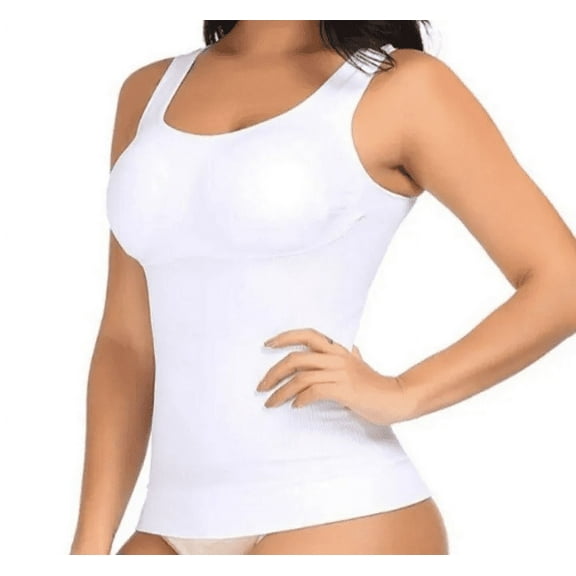 WomanOcean Cami Tank Top w/"5 Zones" InstaShaper Tech WHITE MEDIUM
