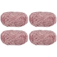 thumbnail image 1 of Uxcell 4 piezas de hilo de terciopelo suave Chenille 4x100g/14.1oz (347yds) hilo esponjoso para tejer mantas de ganchillo color malva pálido, 1 of 6