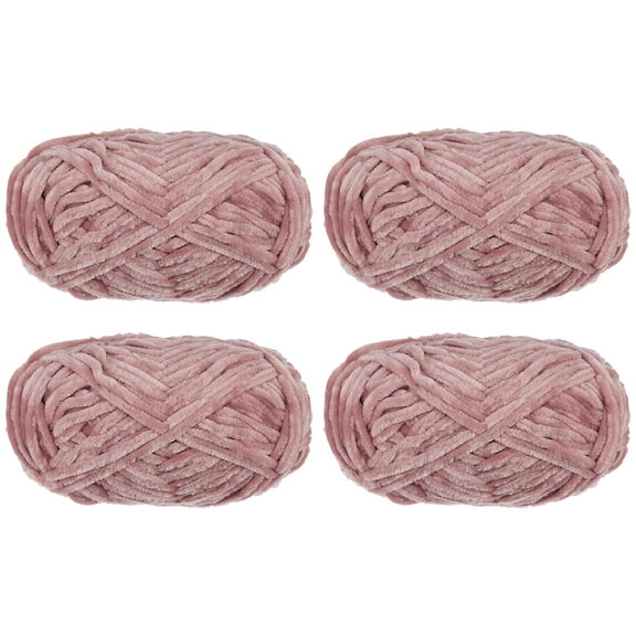 Uxcell 4pcs Velvet Yarn Soft Chenille Yarn 4x100g/14.1oz (347yds) Fluffy Yarn for Knitting Crochet Blanket Pale Mauve
