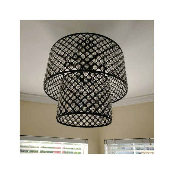 JL Styles Inc Modern Black Finish 8-light Crystal Pendant Chandelier