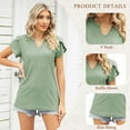 thumbnail image 2 of TEMOFON Women Tops Summer T-Shirts Short Sleeve Casual V Neck Tops Dressy Ruffle Sleeve Tunic Tops Cute Loose Ladies Blouses, 2 of 7