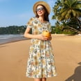 thumbnail image 4 of Balery Hippie Bee Honeycomb Pattern Womens Dresses Loose Short sleeve Sundresses Swimsuit Coverup 2025 Summer Casual Dress for Women - A-Line Swing Dress, 4 of 6