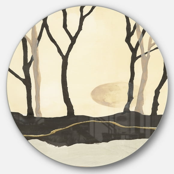 Designart 'Forest Silhouette III' Geometric Metal Circle Wall Art