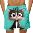thumbnail image 2 of Hfnxid Mens Beach Shorts Quick Dry Elastic Waist Swim Trunks Printed Drawstring Bathing Suit Summer Lightweight Vacation Shorts with Pockets Green XXXL, 2 of 7