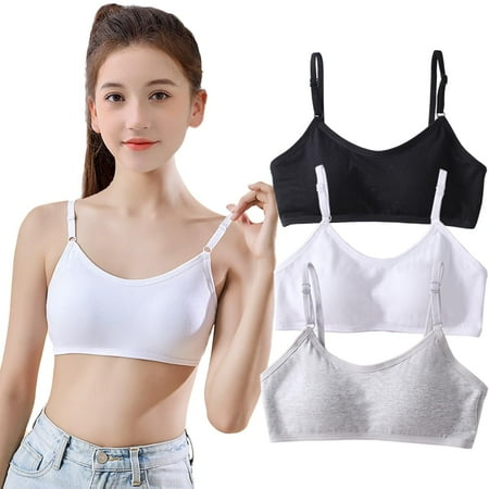 3 Pack Big Girls Bra Comfort Flex Cotton Bras Cami Bralettes Girl Training Bra Bras for Teen Girls Bralette for Girls 10-16