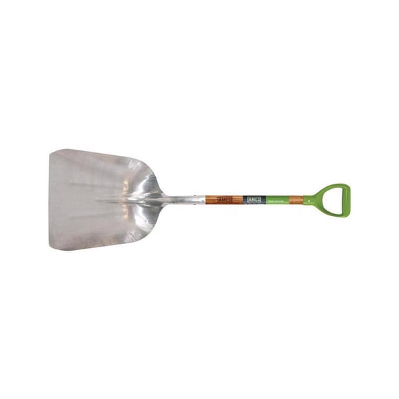 Ames 2672100 Scoop Shovel, 15 in W x 11-1/4 in L, Aluminum, 34-1/4 in, D-Grip Ash Wood Handle