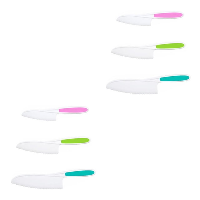 Wosthever Juegos de cocina para niños Herramientas de cocina reales Cortador seguro Pan Pastel Ensalada Lechuga Bordes dentados Corte versátil tipo 8 2Conjunto