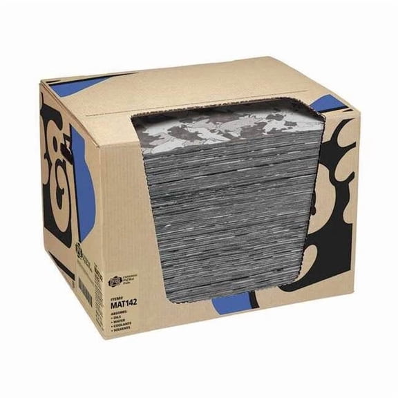 Pig Sorbent Pad, 26 gal, 16 in x 20 in, Universal, Gray, Polypropylene MAT142