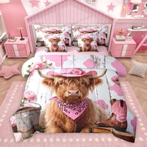 Homewish Kawaii Rustic Cow Twin Bedding Sets 7-Piece, Western Cowgirl Cowboy Bedding Comforter Set, Farmhouse Cabin Reversible Sheet Sets, Super Cozy Room Decor