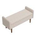 thumbnail image 7 of Fabric Storage Stool, Storage Bench with Solid Wood Legs & Anti-slip Pads, Entryway Bench with Storage for Living Room, Bedroom, Dorm, Beige, 7 of 7