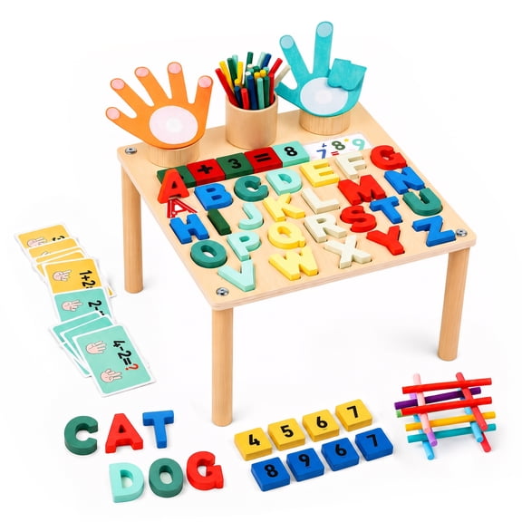 BIGODY Montessori Busy Board Toys for 1 2 3 Year Old, 3-in-1 Wooden Toddler Activity Table Toys, Educational Learning Toys for 2 Year Olds, Preschool Toys Gift for 1-3 Year Old Boys Girls