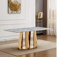 thumbnail image 3 of Modern Dining Table 70" Rectangular Kitchen Table with Imitation Marble Grain MDF Wooden Top & Iniregular Gold Base,Faux Marble Dinner Furniture for Kitchen Dining Room/Meeting Room, 3 of 9