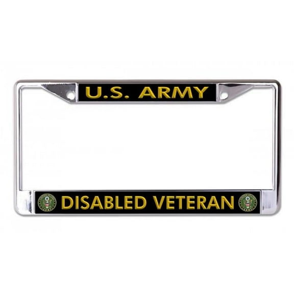 212 Main LPO6691 6 x 12 in. U.S. Army Disabled Veteran with Logo Chrome License Plate Frame