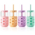 thumbnail image 1 of Mrsdry Drinking Glasses Set of 4, 16oz Glass Cups with Lids and Straws as Coffee Bar Accessories, Iced Coffee Cup Reusable for Gifts, Home Essential, 1 of 9