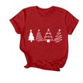 thumbnail image 1 of Navidad Mujeres Tops, Cuello Redondo Manga Corta Impresa Camiseta, Vintage Holiday Humor Tee Top, 1 of 4