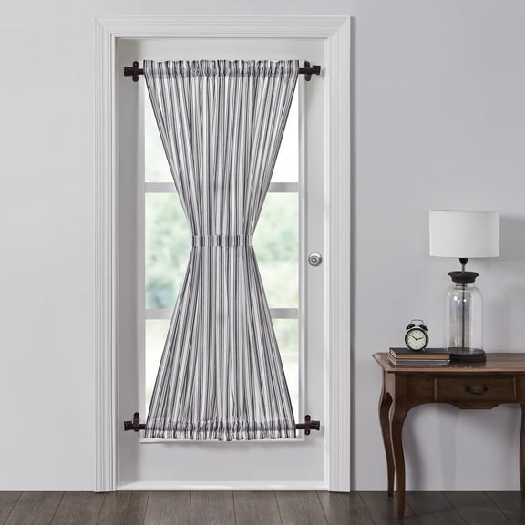 VHC Brands, Sawyer Mill Ticking Stripe Door Panel, Black, 72x40