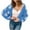 Blue-Sweater, variant on Qetyuw Womens Fuzzy Cardigan Sweater Flower Print Long Sleeve Cropped Jacket Chunky Casual Cardigans Sweaters