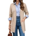 thumbnail image 3 of UVN Cardigan Sweater for Women Fall Long Sleeve Open Front Tops Ladies Casual Lightweight Soft Knit Coats with Pockets, 3 of 10