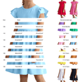 thumbnail image 3 of TIREOW Girls Summer Dresses Ruffle Short Sleeve Dresses Solid Color Crewneck A Line Casual Sleepwear Dress, 3 of 9