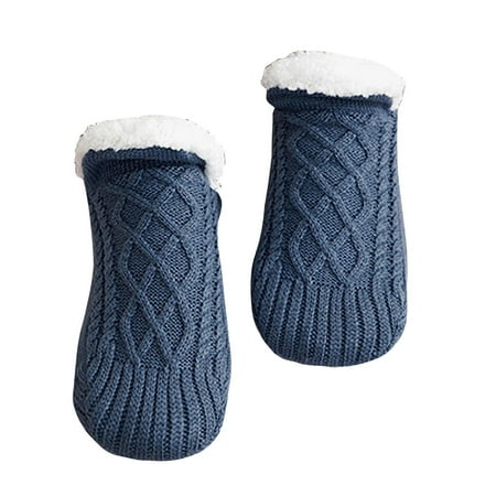 

Set of 2 Slipper Socks Cozy Winter Warm Socks for Women Holiday Dark Blue
