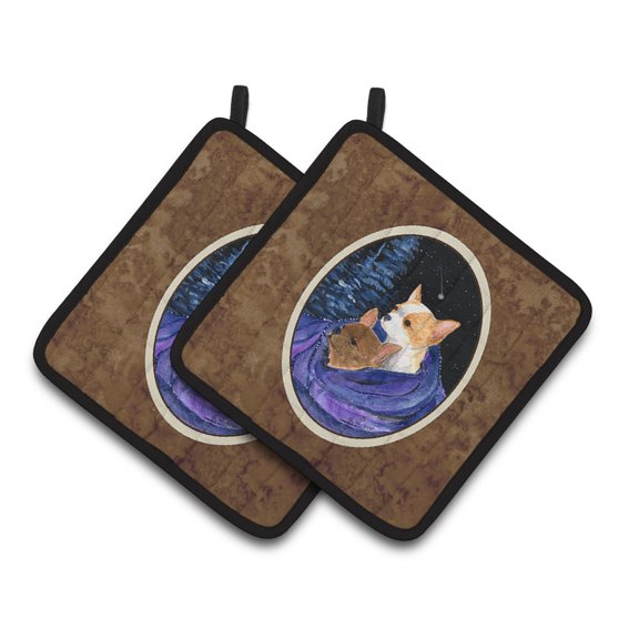 Caroline's Treasures SS8513PTHD Starry Night Chihuahua Pair of Pot Holders, 7.5HX7.5W, multicolor