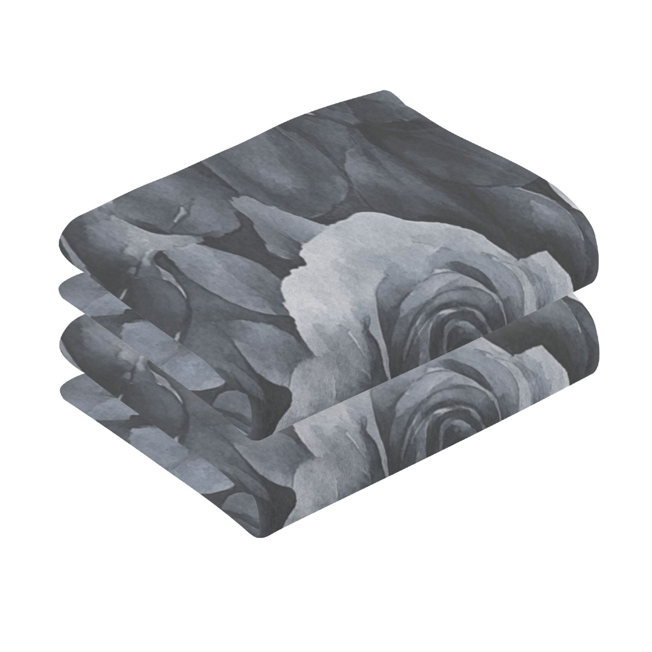Cotton Towel Two-Piece 16x28 Inch One Sizex2 Face Towel Set Towel Set Cotton Hand Bath Towel Bathroom Beach Black Flowers