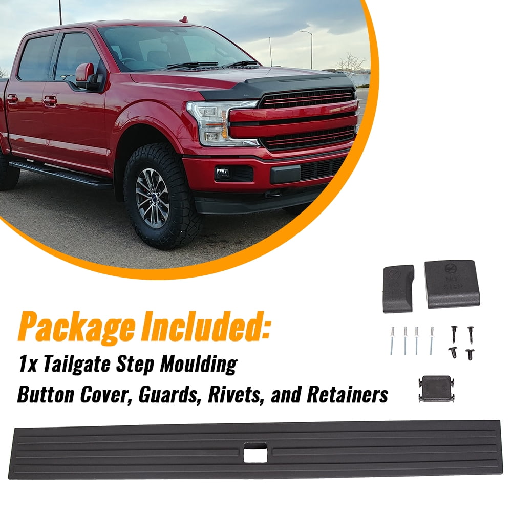 Kojem Tailgate Cap Molding Trim for 2015-2019 Ford F150 Replace for FL3Z9940602B with Release Button