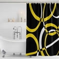thumbnail image 2 of Polyester Fabric Yellow Geometric Shower Curtain, Modern Abstract Simple Lines Black Waterproof Bathtub Curtain Bathroom Decor Set with Hooks 72 x 72 Inches, 2 of 6