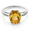 thumbnail image 2 of Gem Stone King 2.04 Ct Oval Yellow Citrine White Diamond 14K White Gold Ring, 2 of 3
