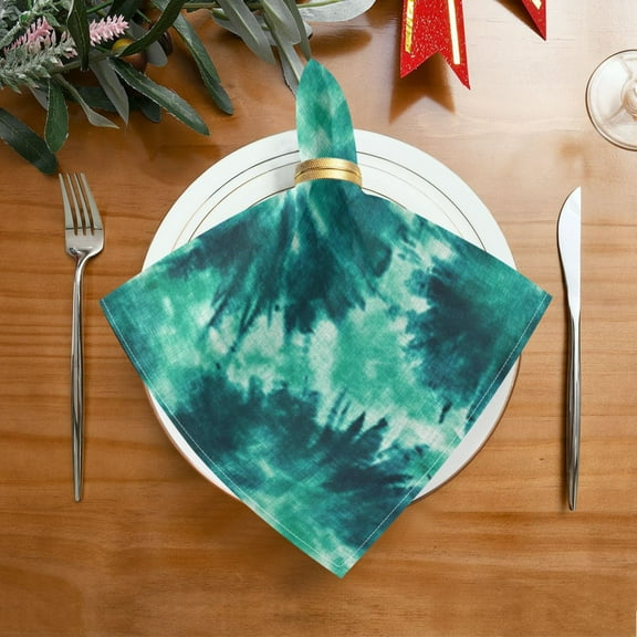 1 Pack 20'' x20" Satin Table Napkins Dinner Napkins for wedding Party Decoration events Dark Teal Tie-dye Pattern