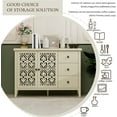thumbnail image 3 of LFGUIZO 2 Door 3 Drawer Sideboard Buffet Cabinet, Accent  with Hollow Carving and Adjustable Shelves, Credenza for Living Room, Hallway, Natural, 3 of 7