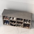 thumbnail image 4 of Shoe Storage Bench, 10 Cubbies Shoe Bench with Cushion and Side Pocket, 41 Inch Entryway Shoe Organizer, Cubby Shoe Rack with Adjustable Shelves for Entryway Hallway, Gray, 4 of 7