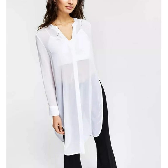 Bar III Petite Semi-Sheer Tunic Blouse