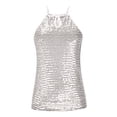 thumbnail image 6 of Sparkle Halter Vest Shirts for Women Dressy Sequin Sleeveless Party Blouse Backless Streetwear Tank Tops,Silver XXL, 6 of 6