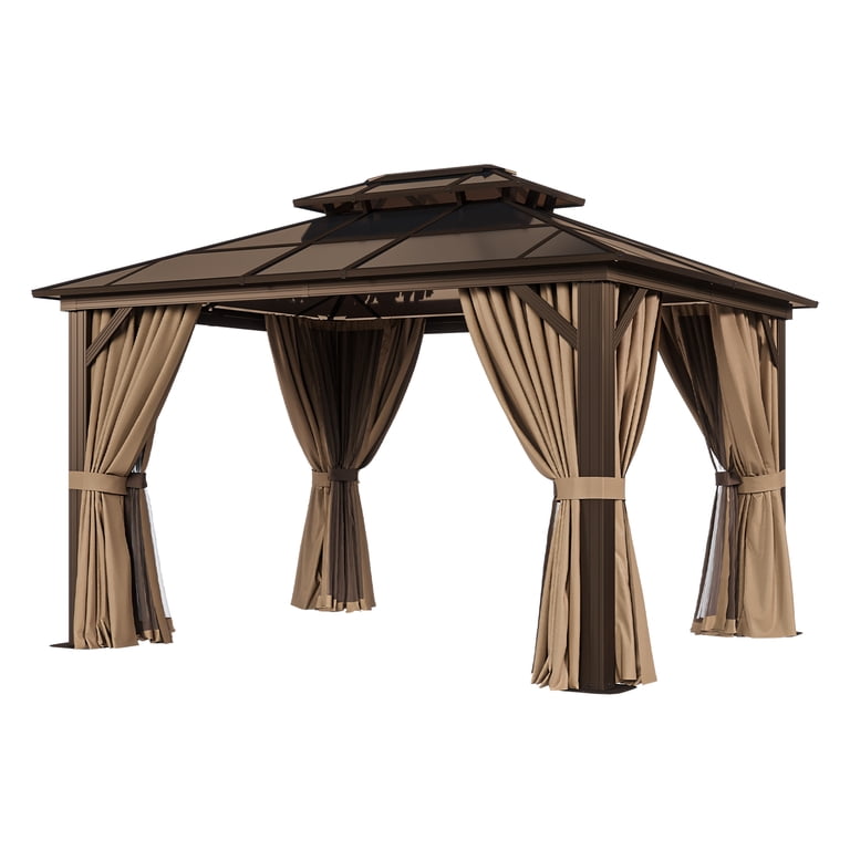 Sunmthink 10'x12' Hardtop Steel Gazebo - Durable Polycarbonate