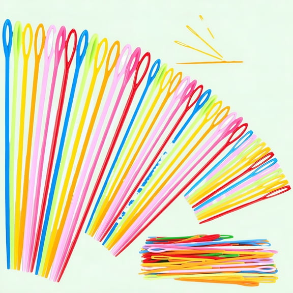 FACEGA Colorful Plastic Yarn Needles - 120pcs,Multiple Sizes,Large Eye,for DIY Stitchery Sewing Tapestry