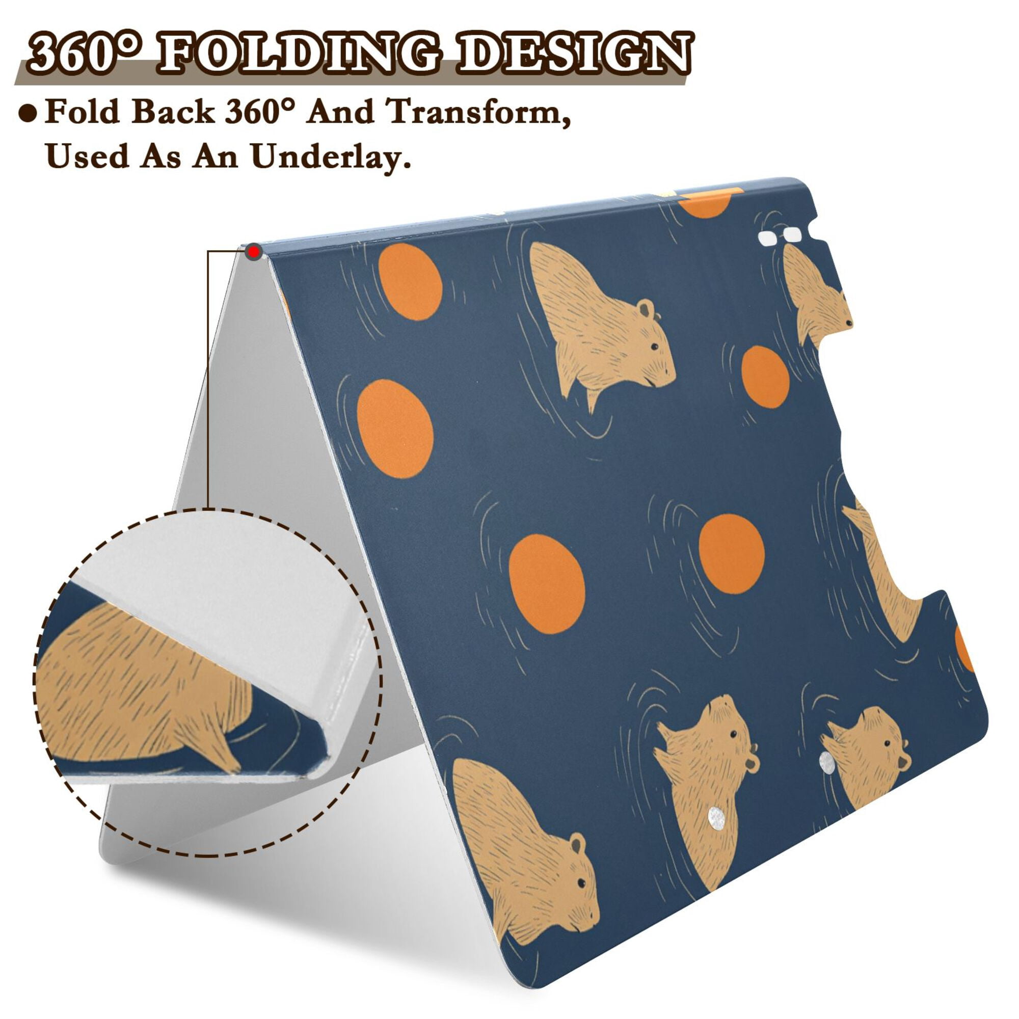 FORMRS A4 Clipboard Folder with Pen Holder Horizontal Foldable School Office Binder, Blue Capybaras