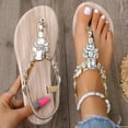 thumbnail image 4 of Dakaela Women's Rhinestone Flat Sandals T-Strap Thong Walking Sandal Summer Beach Flip Flops Gold 7.5, 4 of 7