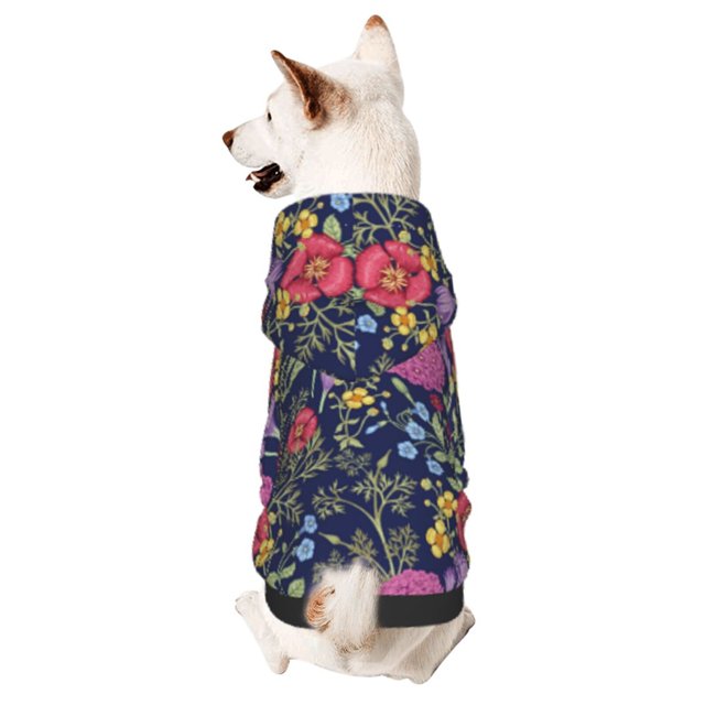 Fotbe Floral Sudadera con Estampado para Perros Pequeños – Suéter con Capucha para Mascotas, Tela Suave de Forro Polar con Bolsillo-XX-Large