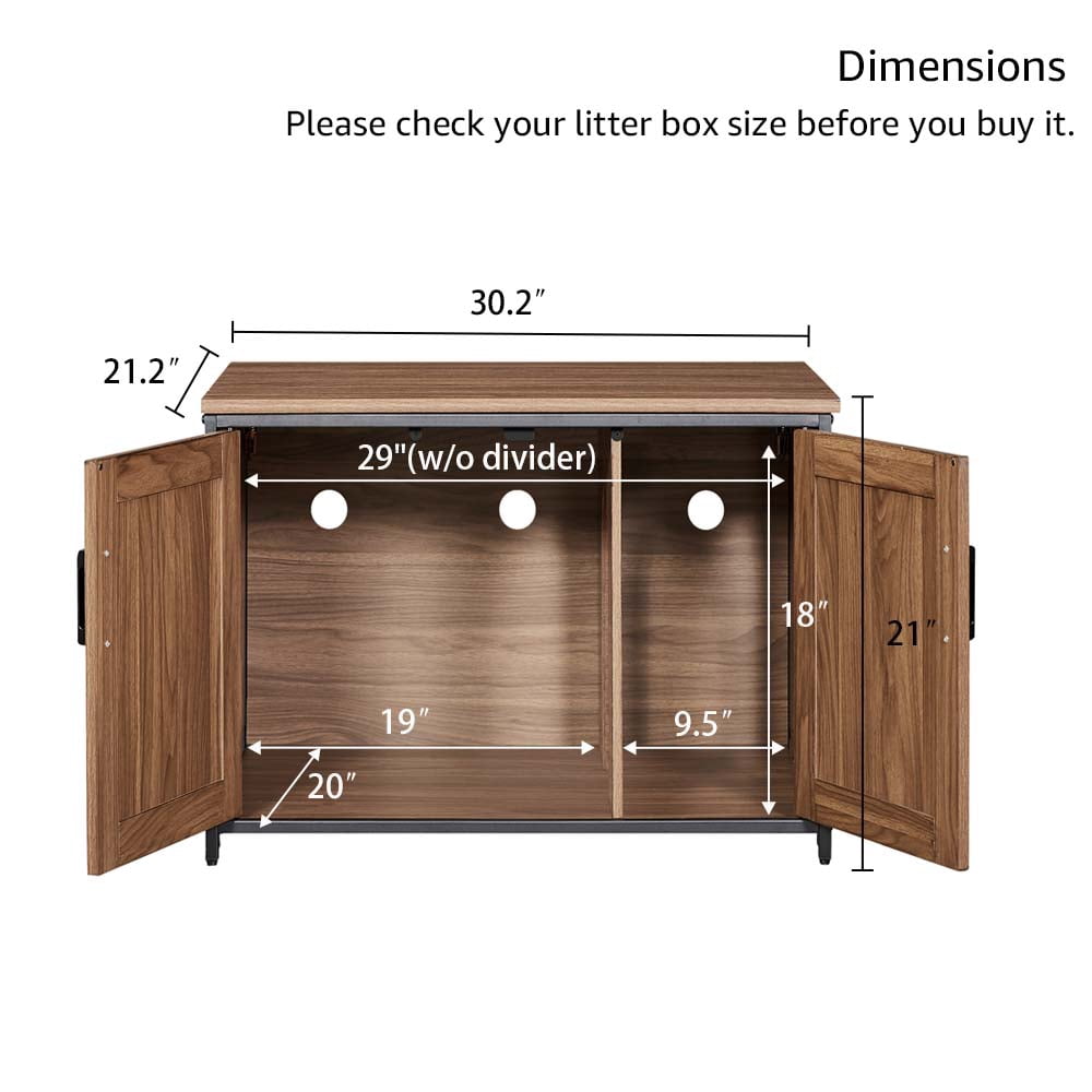 Unipaws Cat Litter Box Enclosure with Top Opening, Cat Washroom Storage Bench for Large Cat, High Jumbo Litter Box, Walnut