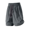 thumbnail image 5 of Plus Size Women's Nylon High Waisted Elastic Drawstring Workout Shorts with Pockets, Running Gym Hiking Casual Summer, Womens Athletic Shorts | UKHCCC,Gray 3XL, 5 of 7