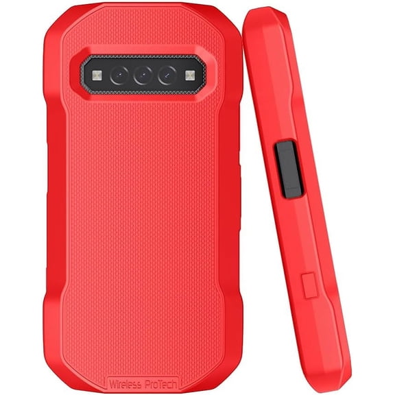 Wireless PROTECH Case Compatible with Kyocera DuraForce PRO 3 (E7200), Protective Textured Case and Screen Protector (Red)