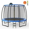 thumbnail image 1 of Gymax Trampoline Récréatif de 12 Pi avec Panier de Basketball, Filet de Sécurité et Échelle, 1 of 10