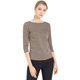 thumbnail image 1 of INSPIRE CHIC Blusa Estampado De Pata De Gallo Manga 3/4 Cuello Del Barco Oficina Trabajo Para Mujer Marrón XL, 1 of 6